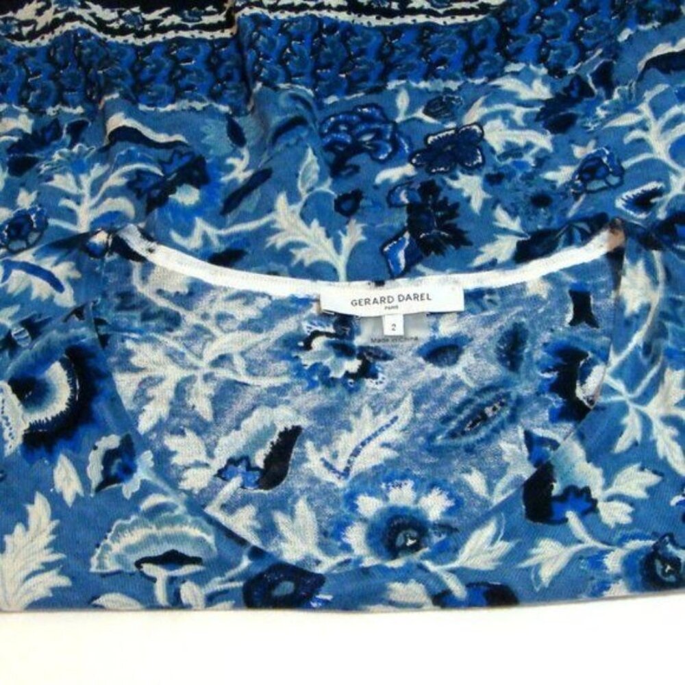 Gerard Darel Paris Blue Floral Knit Pullover Sweater - Picture 3 of 6